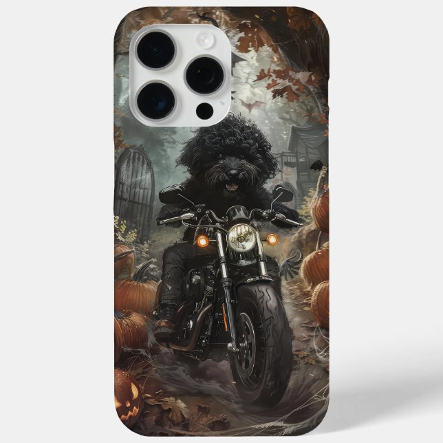 Bernedoodle Riding Motorcycle Halloween Scary Case-Mate iPhone Case (Back)