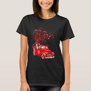 Bernedoodle Riding Red Truck Valentine Butterfly H T-Shirt