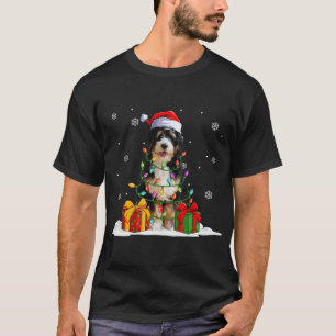 Bernedoodle Santa Christmas Tree Lights Xmas Pajam T-Shirt