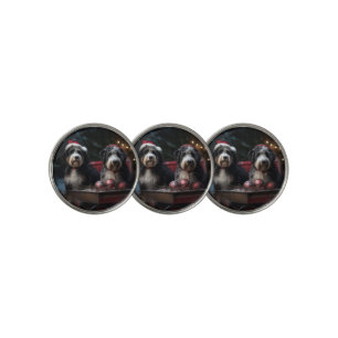 Bernedoodle Snowy Sleigh Christmas Decor Golf Ball Marker