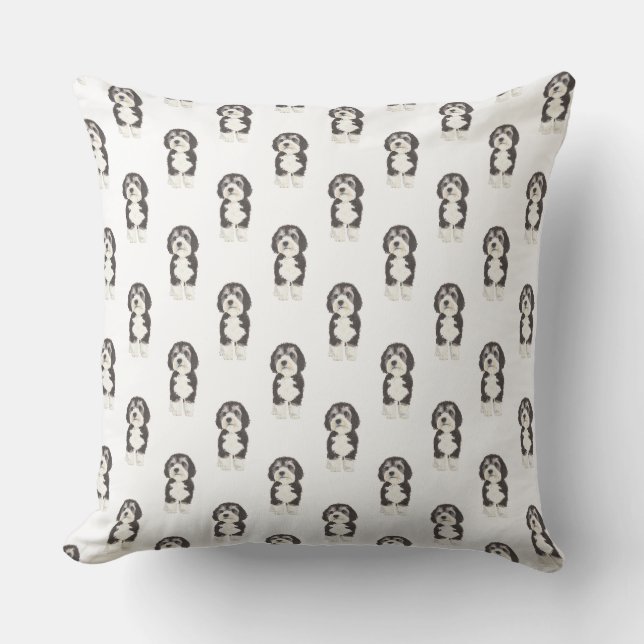 Bernedoodle Throw Pillow (Front)