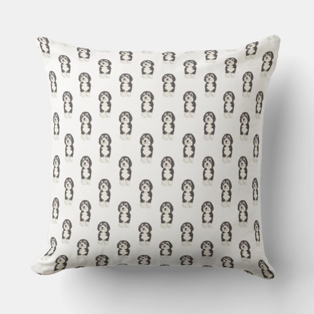Bernedoodle Throw Pillow (Front)