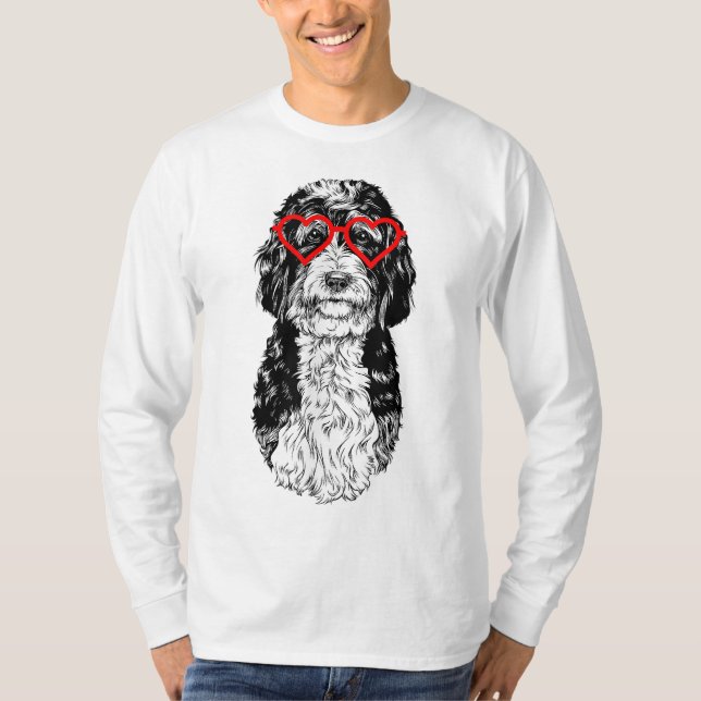 Bernedoodle Valentines Day Doodle Dog mom Dog Love T-Shirt (Front)