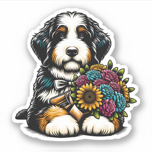 Bernedoodle Vinyl Dog Sticker (Front)