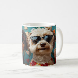 Bernedoodle With Heart Roses Valentine's Day Coffee Mug
