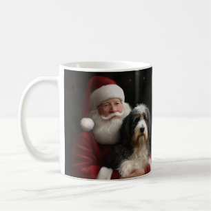 Bernedoodle with Santa Claus Festive Christmas Coffee Mug