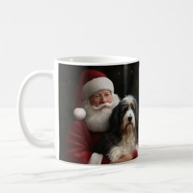 Bernedoodle with Santa Claus Festive Christmas  Coffee Mug (Left)