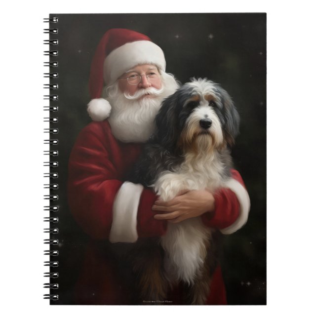 Bernedoodle with Santa Claus Festive Christmas  Notebook (Front)