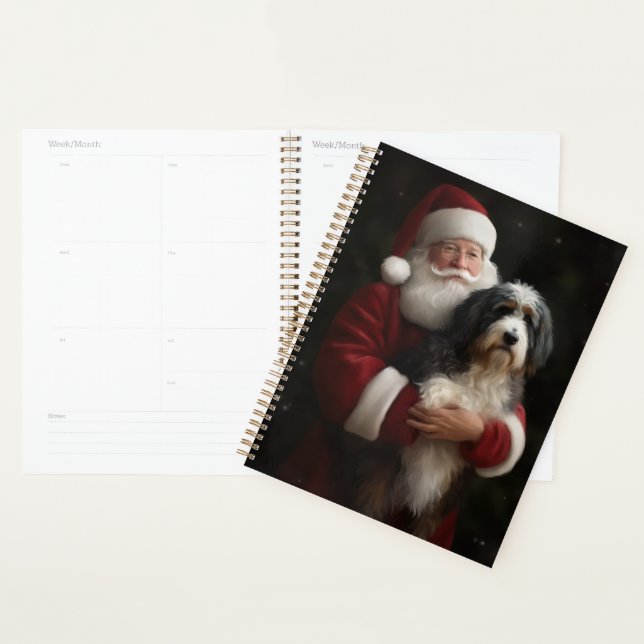 Bernedoodle with Santa Claus Festive Christmas  Planner (Display)
