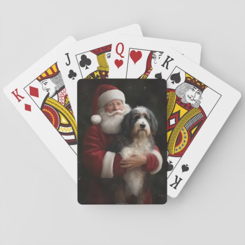 Bernedoodle with Santa Claus Festive Christmas  Poker Cards