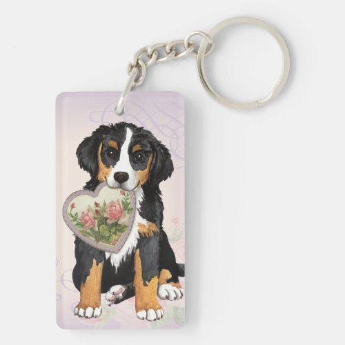 Berner Heart Mom Keychain