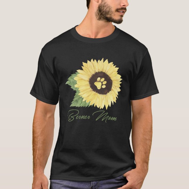 Berner Mom Bernese Mountain Mama Dog  Sunflower T-Shirt (Front)
