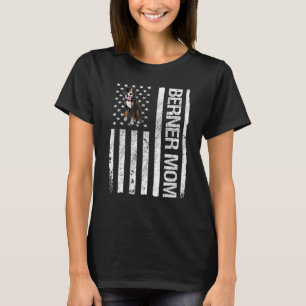 Berner Mom USA Flag Funny Bernese Mountain Owner D T-Shirt