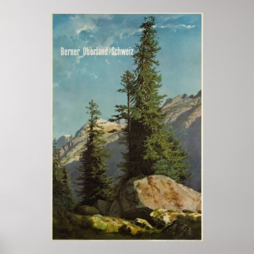 Berner Oberland Schweiz Travel Ski Poster