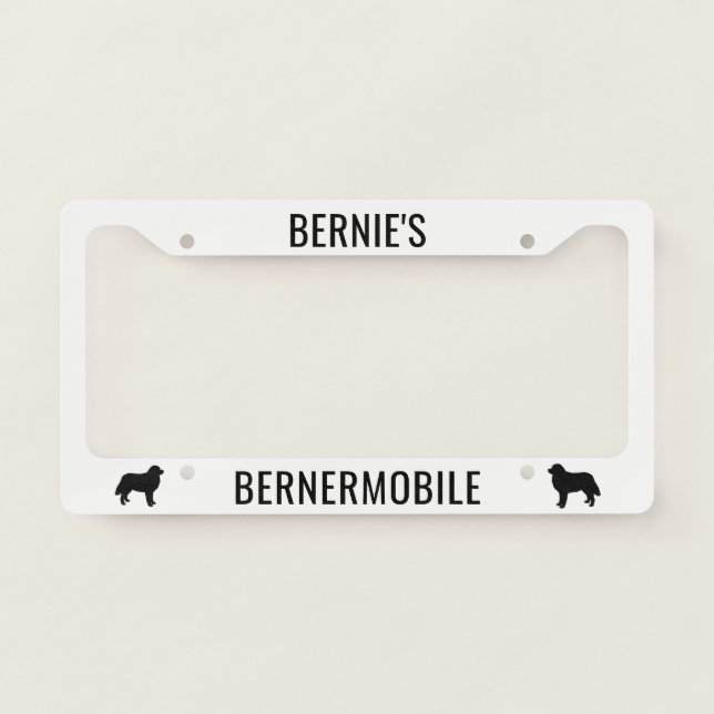 Bernermobile Bernese Mountain Dogs Custom License Plate Frame (Front)