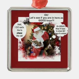 Berners with Santa Metal Ornament