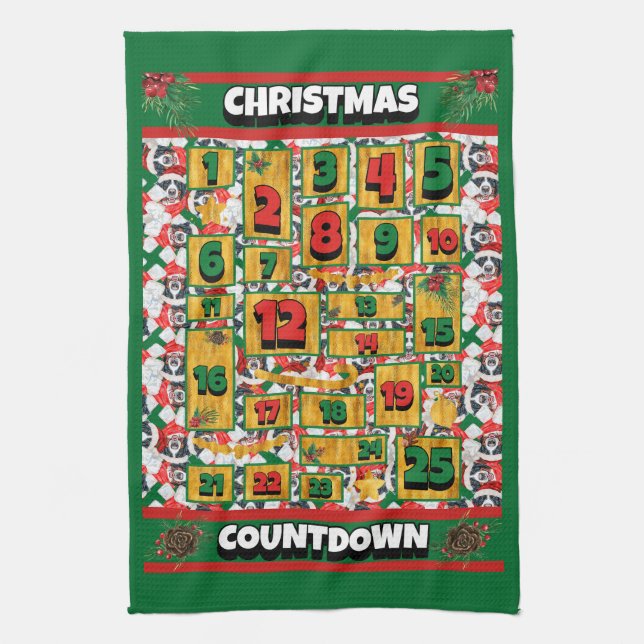 Bernese Countdown Christmas Advent Calendar Dog  Kitchen Towel (Vertical)