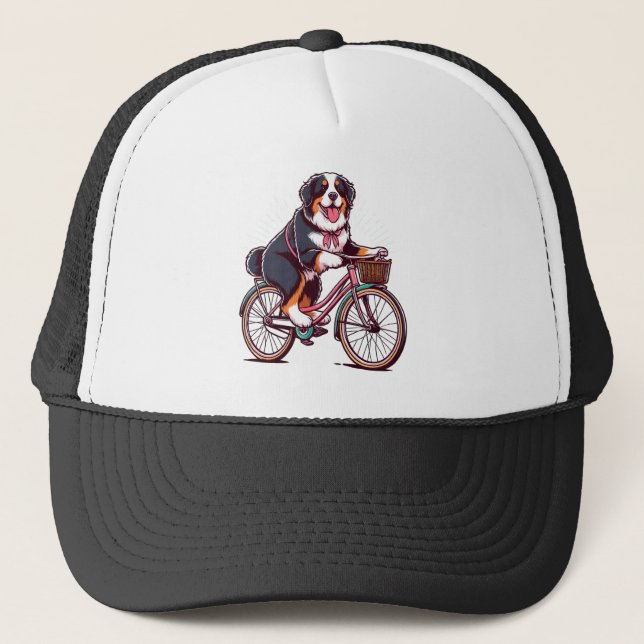 Bernese Dog Biker, Bernese cruiser bike adventure Trucker Hat (Front)