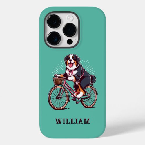 Bernese Dog Biker Bike adventure Customized Name Case_Mate iPhone 14 Pro Case