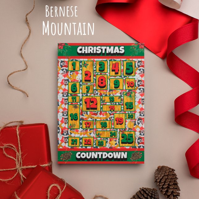 Bernese Dog Countdown Christmas Advent Calendar Holiday Card (Creator Uploaded)