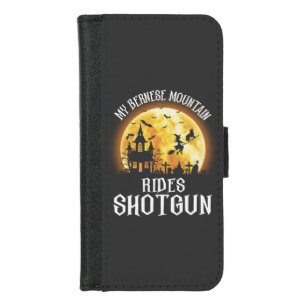 Bernese Dog Rides Shotgun, Halloween Spooky Dog iPhone 8/7 Wallet Case