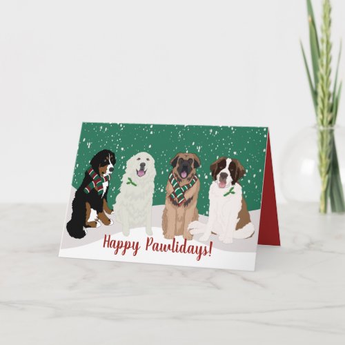 Bernese Leonberger Great Pyrenees Christmas  Card