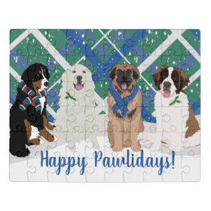 Bernese Leonberger Pyrenees St Bernard Christmas Jigsaw Puzzle