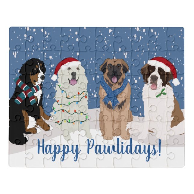 Bernese Leonberger Pyrenees St Bernard Christmas Jigsaw Puzzle (Puzzle Horizontal)