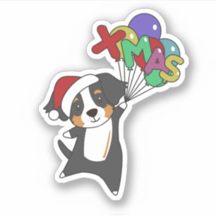 Bernese Merry Christmas Happy Christmas Dogs Stick Sticker