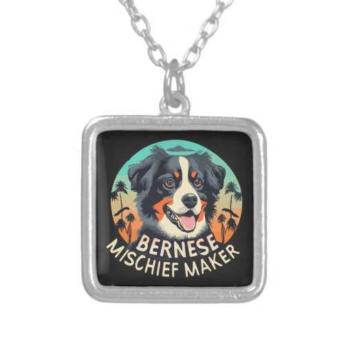 Bernese Mischief Maker _ Funny Mountain Dog Silver Plated Necklace