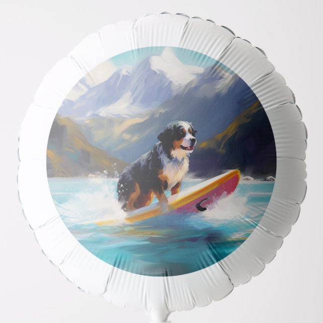 Bernese Mountain Beach Surfing Painting Balloon (Front)