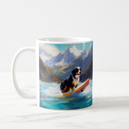 Bernese Mountain Beach Surfing Painting Coffee Mug