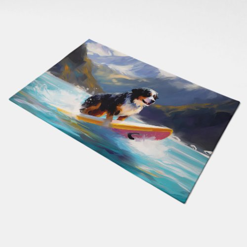 Bernese Mountain Beach Surfing Painting Doormat