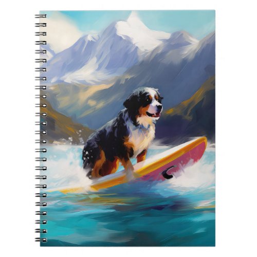 Bernese Mountain Beach Surfing Painting Notebook