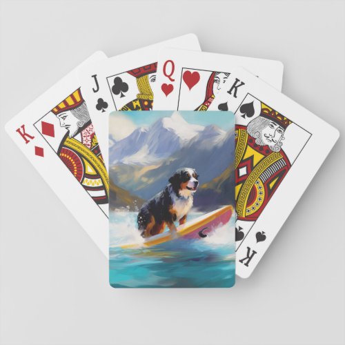 Bernese Mountain Beach Surfing Painting Poker Cards
