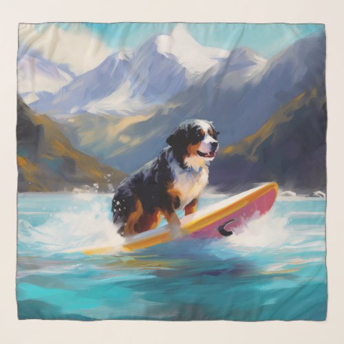 Bernese Mountain Beach Surfing Painting Scarf