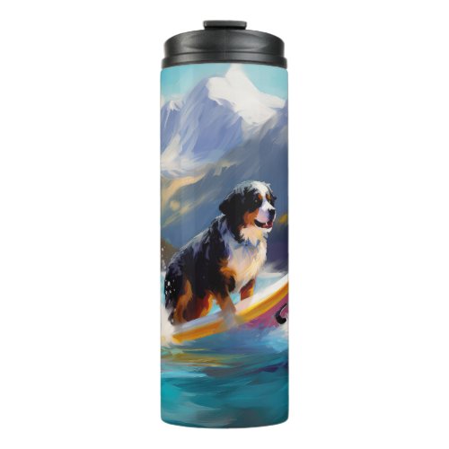 Bernese Mountain Beach Surfing Painting Thermal Tumbler