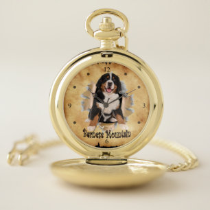 Bernese Mountain Breaks Through Paper Bag Clock! ~ Pocket Watch