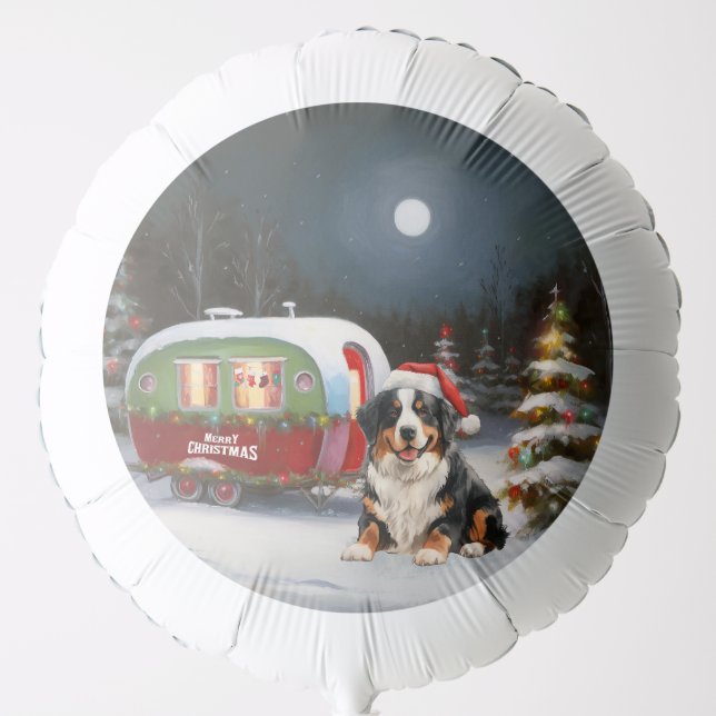Bernese Mountain Caravan Christmas Adventure Balloon (Front)