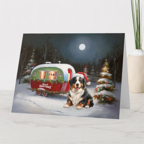 Bernese Mountain Caravan Christmas Adventure Card