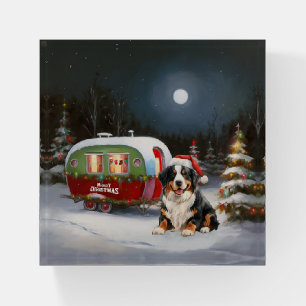 Bernese Mountain Caravan Christmas Adventure Paperweight