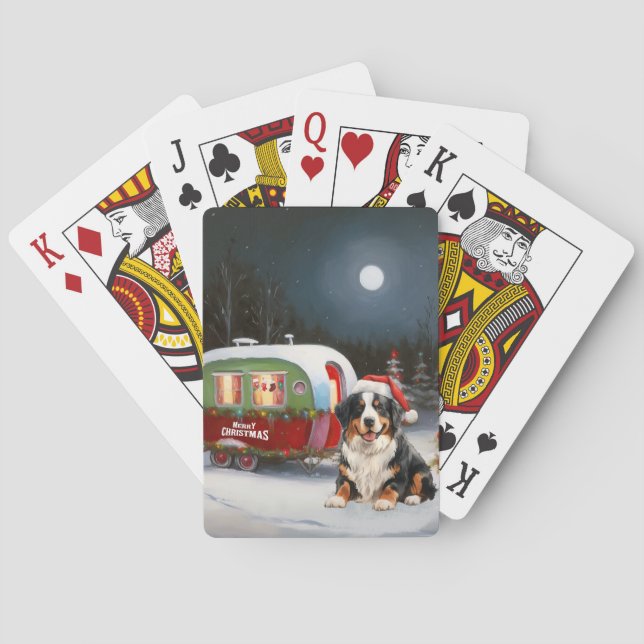 Bernese Mountain Caravan Christmas Adventure Poker Cards (Back)