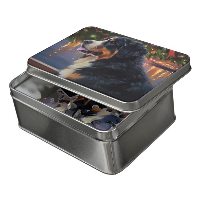 Bernese Mountain Christmas Cruise: Pawsome Holiday Jigsaw Puzzle (Lid Open)