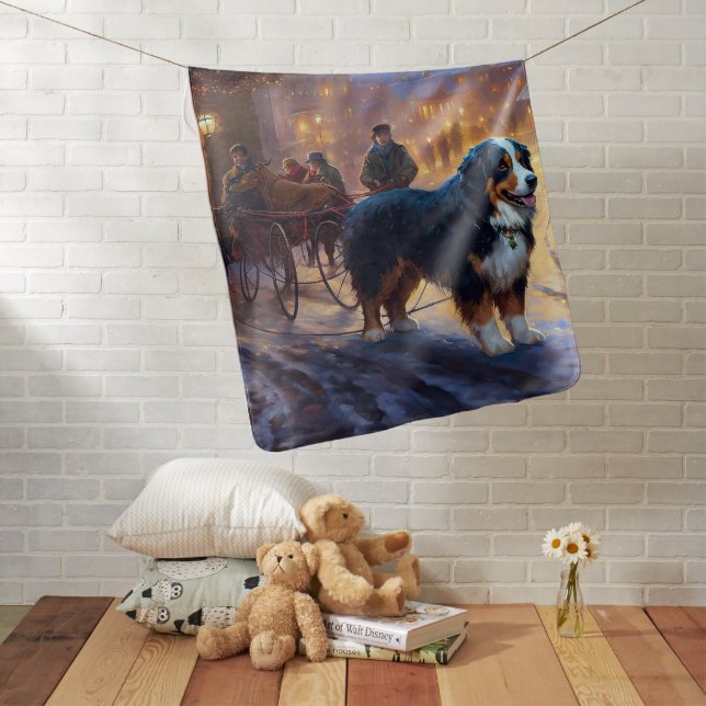 Bernese Mountain Christmas Festive Season Baby Blanket (In Situ)