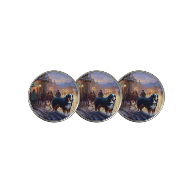 Bernese Mountain Christmas Festive Season Golf Ball Marker (3 Up)