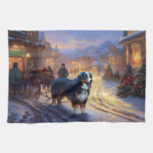 Bernese Mountain Christmas Festive Season Kitchen Towel