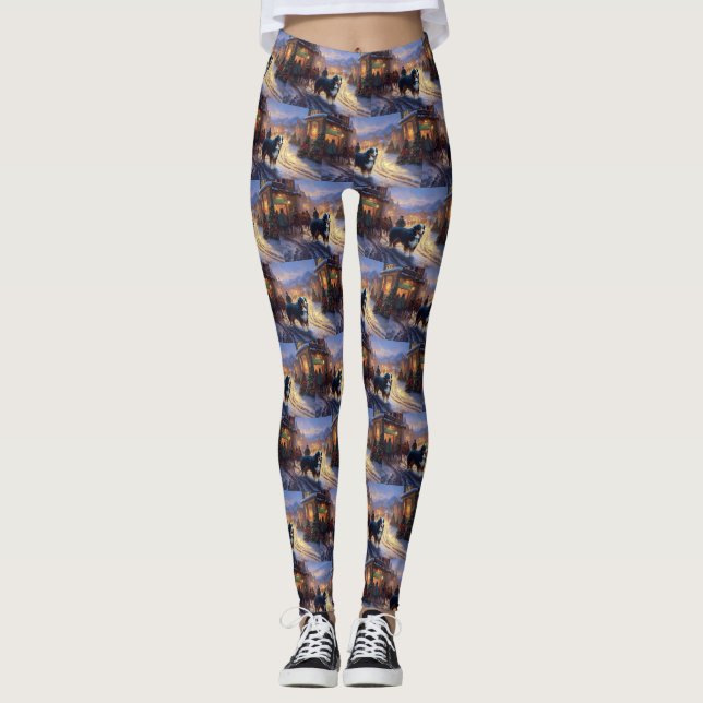 Bernese Mountain Christmas Festive Season Leggings (Front)