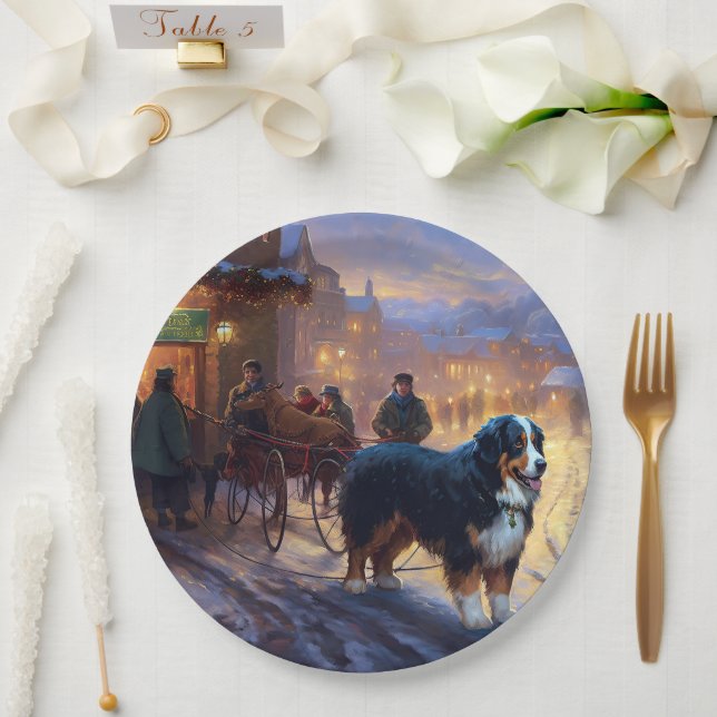 Bernese Mountain Christmas Festive Season Paper Plates (Wedding)