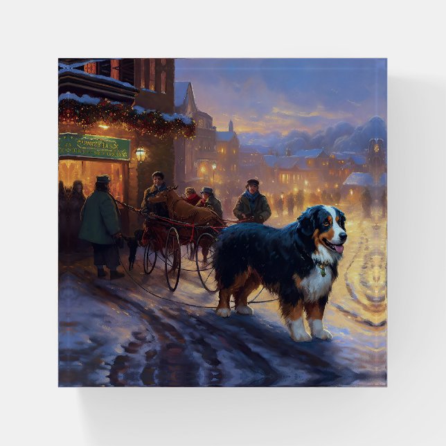 Bernese Mountain Christmas Festive Season Paperweight (Front)