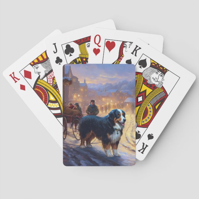 Bernese Mountain Christmas Festive Season Poker Cards (Back)